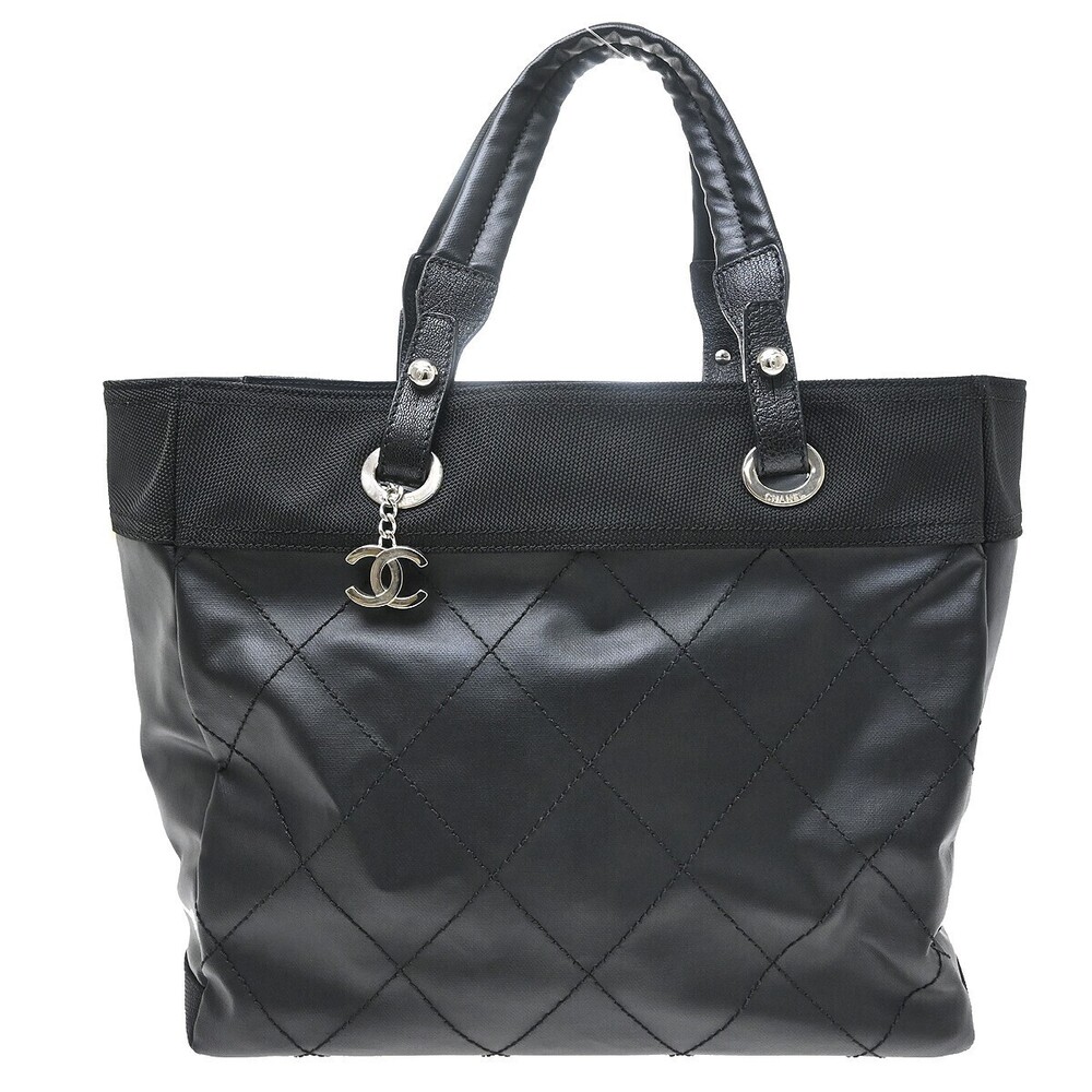 Chanel Biarritz Tote Quilted Coated Canvas Large